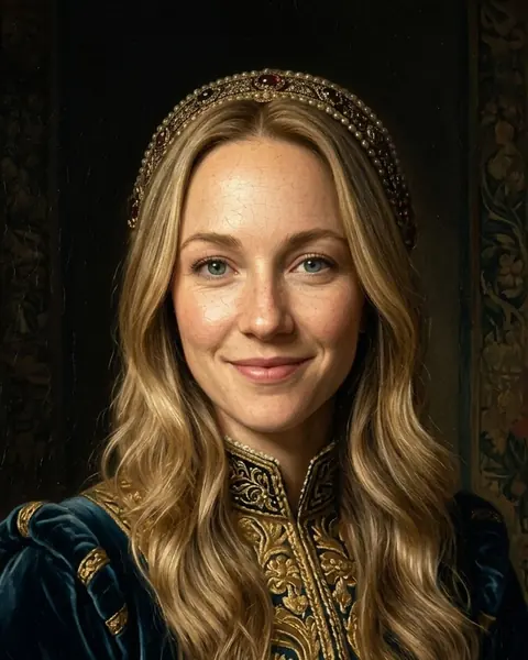 The same woman as a classic painted portrait.