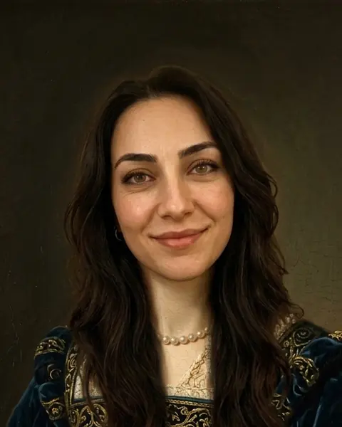 Aynı kadın, klasik bir tablo portresi olarak.